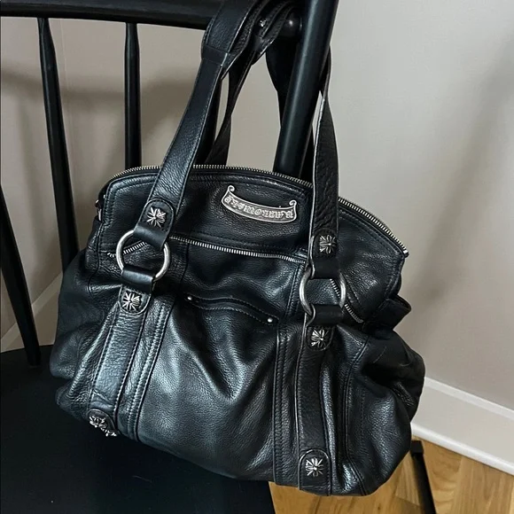 B. Makowsky Black Pebbled Leather Large Slouchy Moto Hobo Bag - Picture 2 of 11